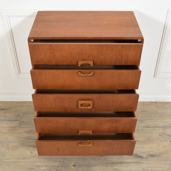 英国 ヴィンテージ チーク5段チェスト