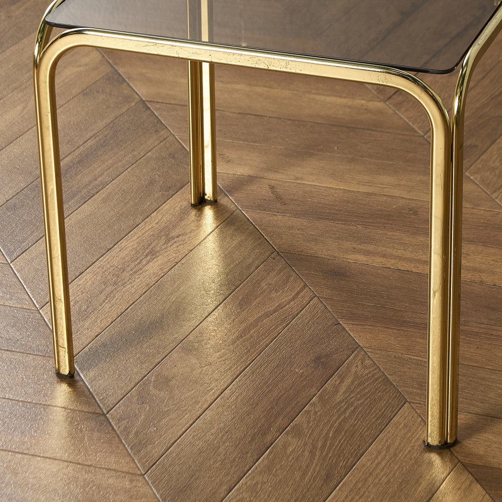 イギリス ヴィンテージ スモーク ガラストップ ネストテーブル #97788