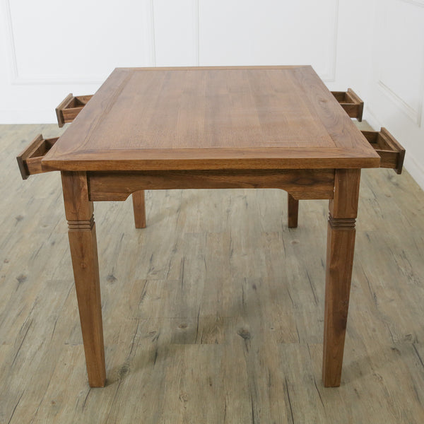 チーク材 引出し付きテーブル