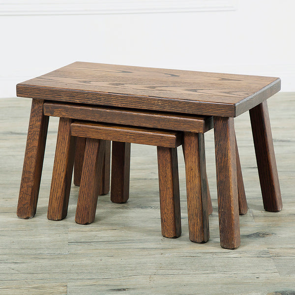 オランダ製 オーク無垢材 ネストテーブル 3台組