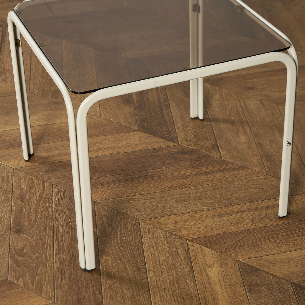 イギリス ヴィンテージ スモークガラストップ ネストテーブル #97789