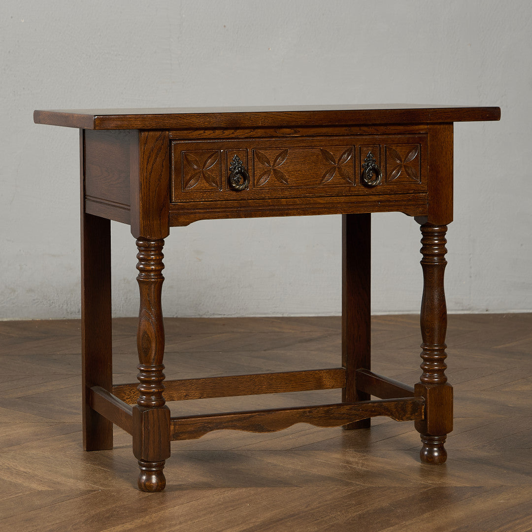 希少　英国　オーク材　サイドテーブル　花台　ろくろ　クラシック　イギリス　S 希少 英国 オーク材 サイドテーブル 花台 ろくろ クラシック イギリス S