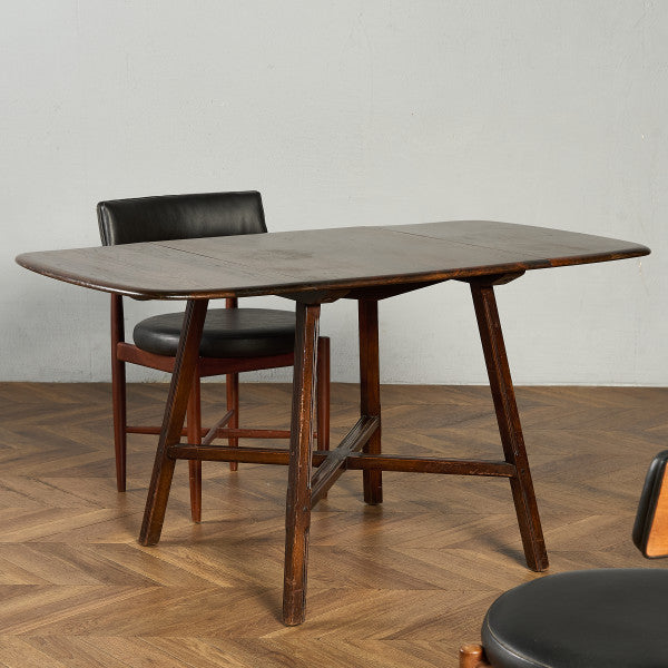 テーブル イギリス エルム アーコール ERCOL オールドコロニアル ドロップリーフ テーブル (377) ラウンドゴールドラベル 伸長式 ダイニング バタフライ 拡張 #98448 テーブル イギリス エルム アーコール ERCOL オールドコロニアル