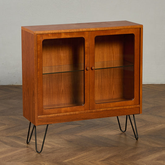 Fresco ヴィンテージ ガラスキャビネット カスタム アイアン ヘアピンレッグ