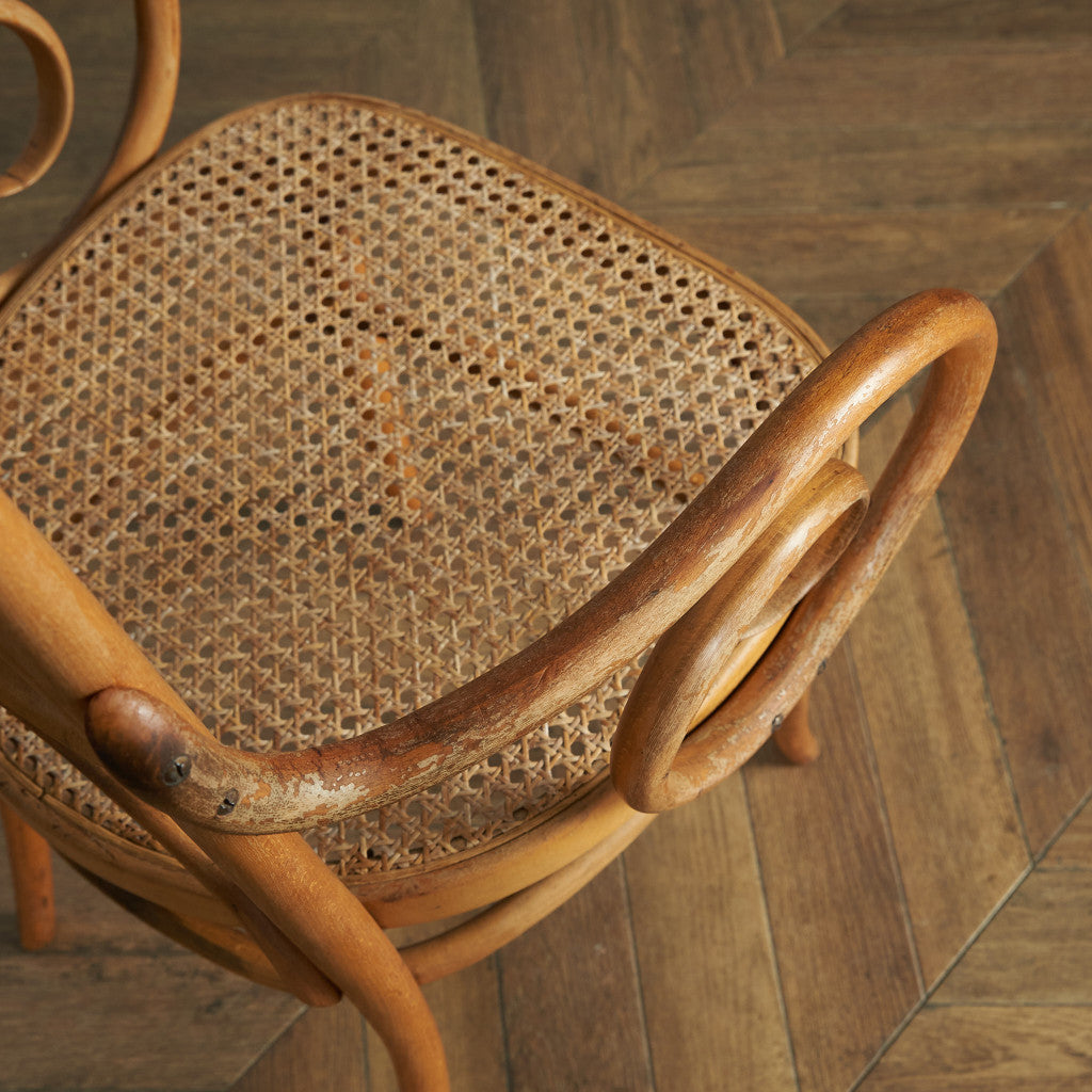 籐張り ベントウッドアームチェア (207) / ダイニングチェア