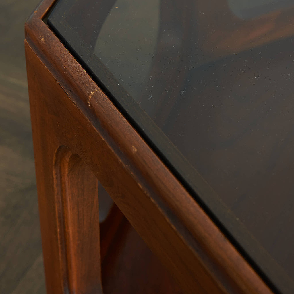 英国ヴィンテージ スモークガラストップ コーヒーテーブル #83631