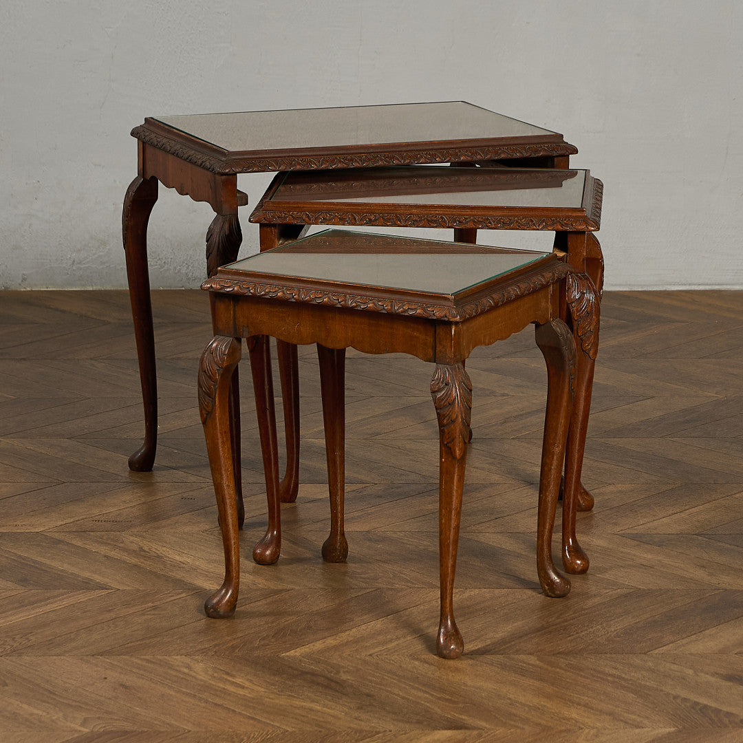 英国 クラシック ガラストップ ネストテーブル #97961 – camori