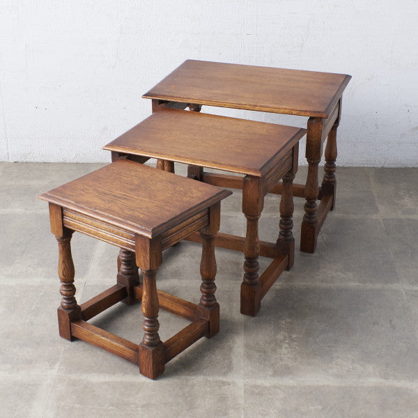 63861]イギリス クラシック ネストテーブル 木製 オーク サイド