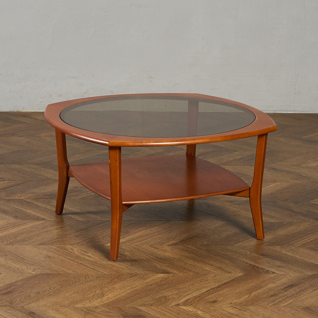 英国 ヴィンテージ スモーク ガラストップ コーヒーテーブル センターテーブル