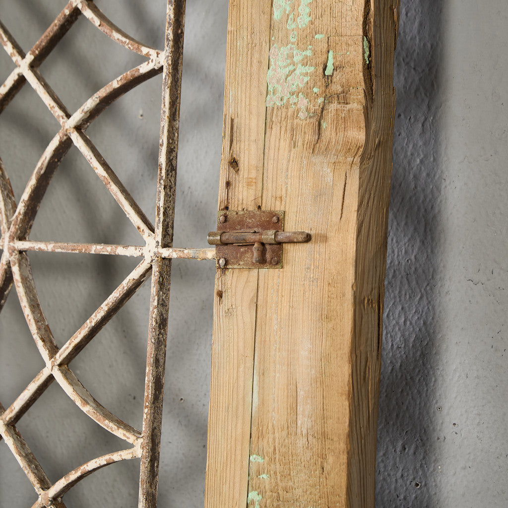 英国 アンティーク 両開き 鉄格子 ウッド ドア 2点セット