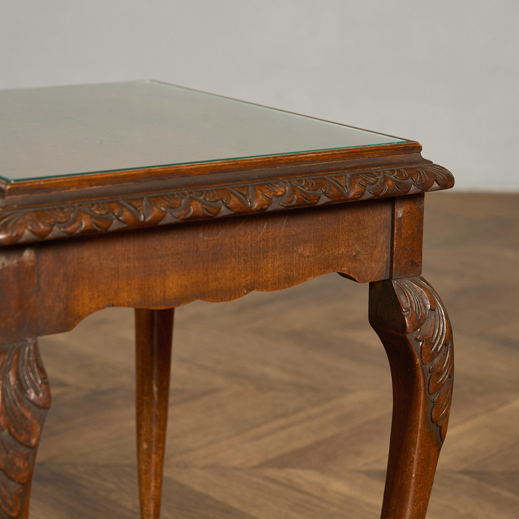 英国 クラシック ガラストップ ネストテーブル