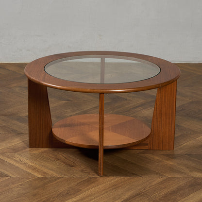 英国 ヴィンテージ ガラストップ コーヒーテーブル