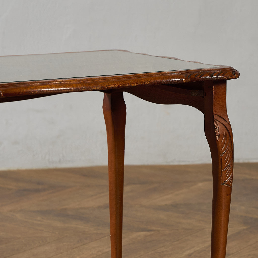 英国 クラシック ガラストップ ネストテーブル