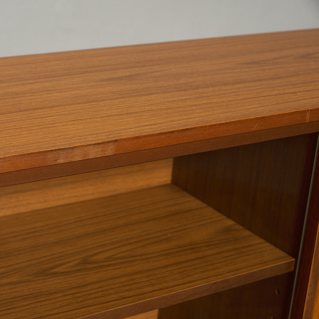 英国 ヴィンテージ ナロー ガラス ブックケース 食器棚 #94138