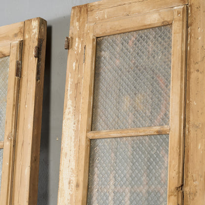 英国 アンティーク 両開き 鉄格子 ウッド ドア 2点セット