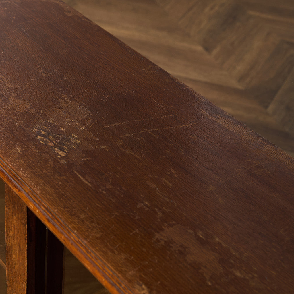 英国 ヴィンテージ ナロー ガラス ブックケース 食器棚