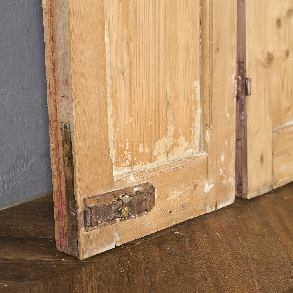 英国 アンティーク 両開き 鉄格子 ウッド ドア 2点セット