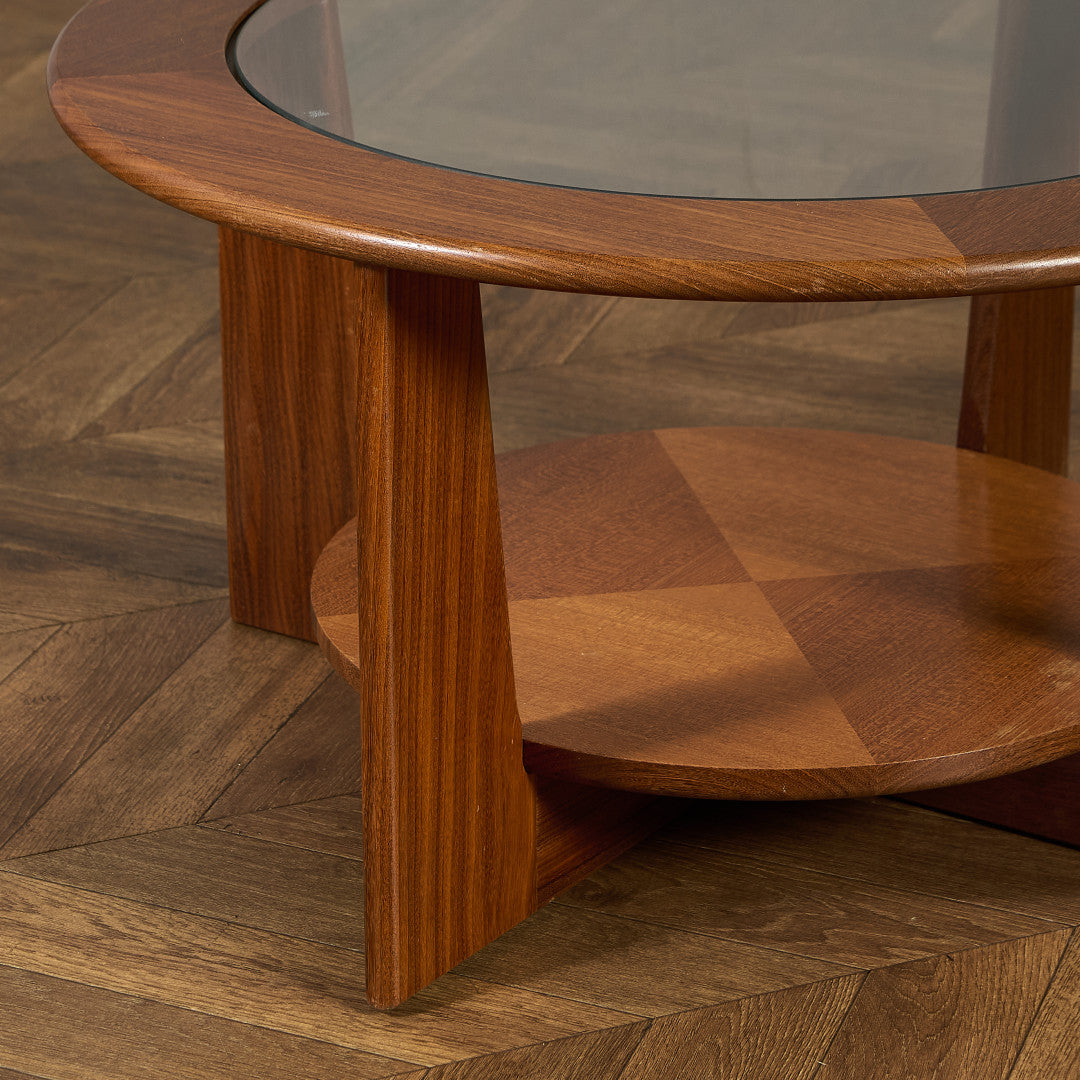 英国 ヴィンテージ ガラストップ コーヒーテーブル