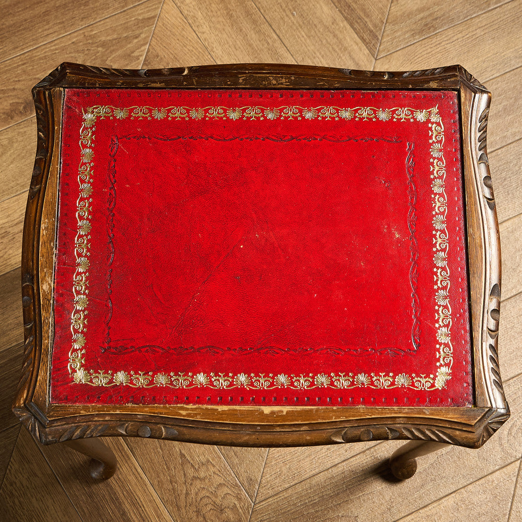 英国 クラシック ガラストップ ネストテーブル