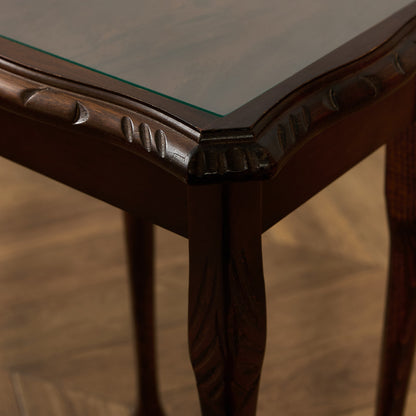 英国 クラシック ガラストップ ネストテーブル