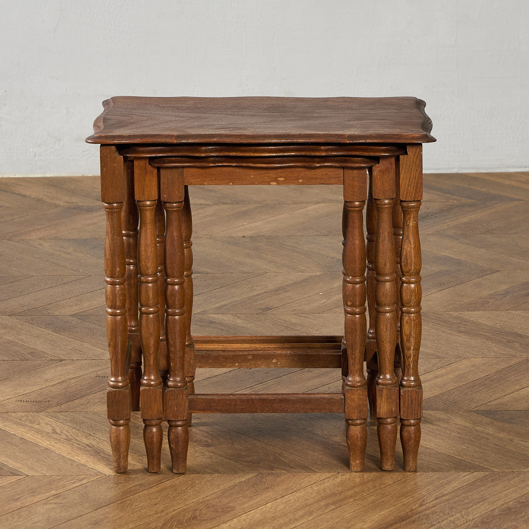 英国 クラシック オーク材 ネストテーブル サイドテーブル