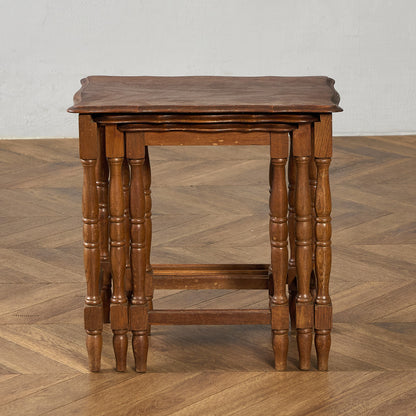 英国 クラシック オーク材 ネストテーブル サイドテーブル