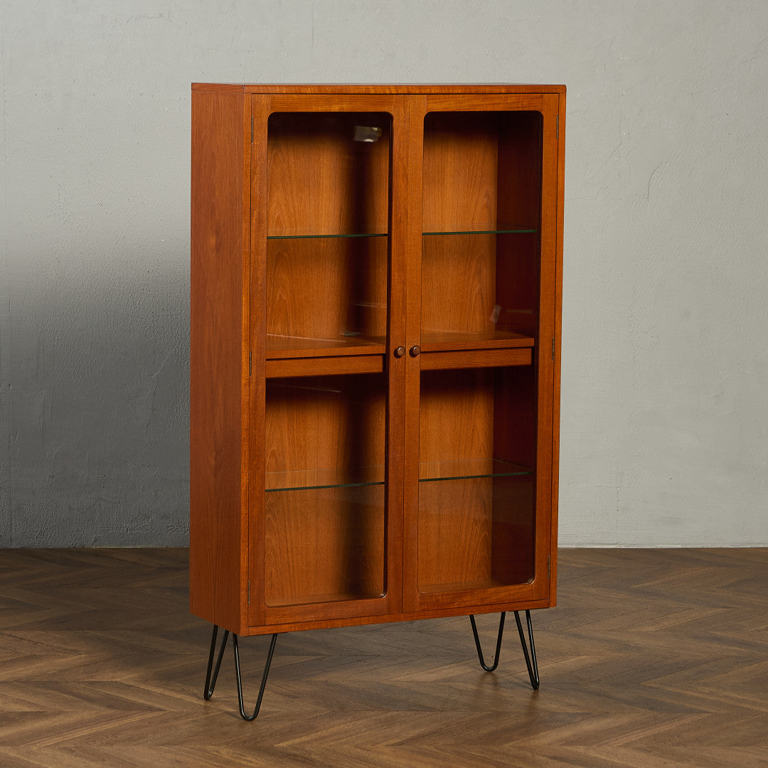 Fresco ガラス ブックケース カスタム アイアン ヘアピンレッグ