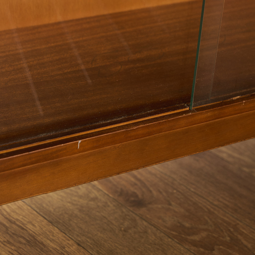 英国 ヴィンテージ ナロー ガラス ブックケース