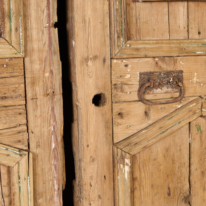 英国 アンティーク 両開き 鉄格子 ウッド ドア 2点セット