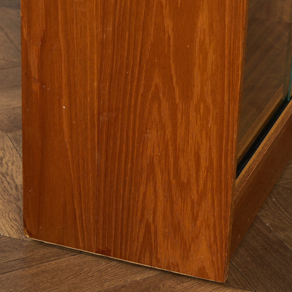 英国 ヴィンテージ ナロー ガラス ブックケース 食器棚