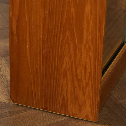 英国 ヴィンテージ ナロー ガラス ブックケース 食器棚