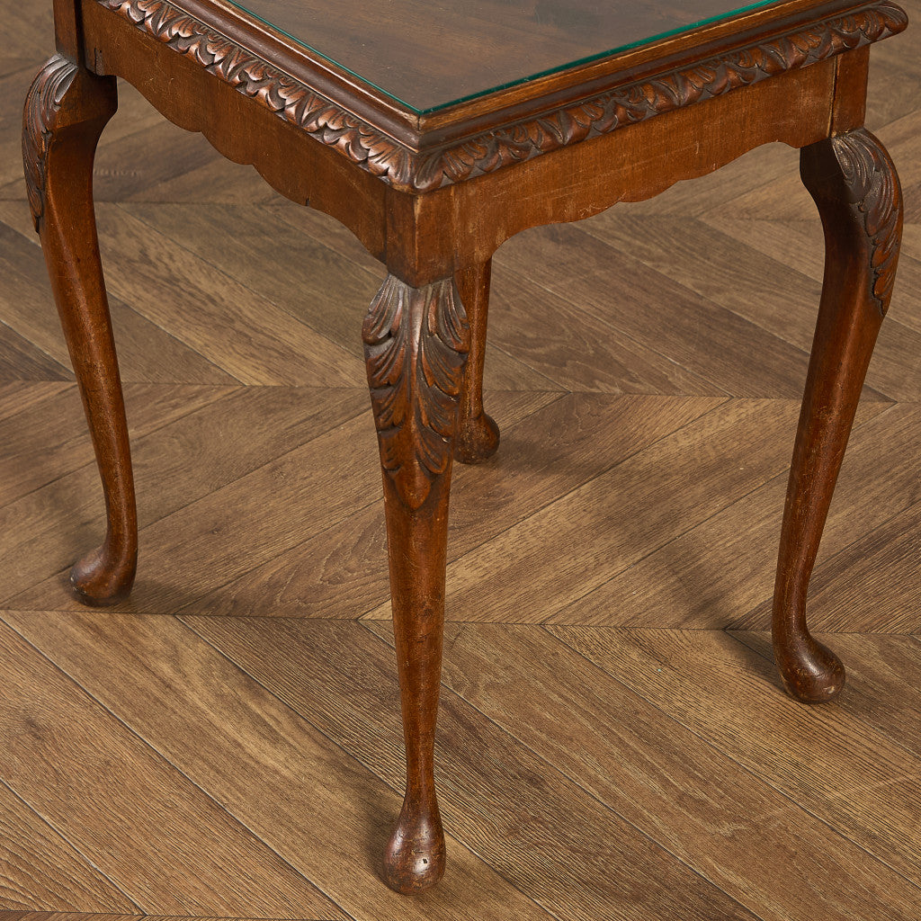 英国 クラシック ガラストップ ネストテーブル