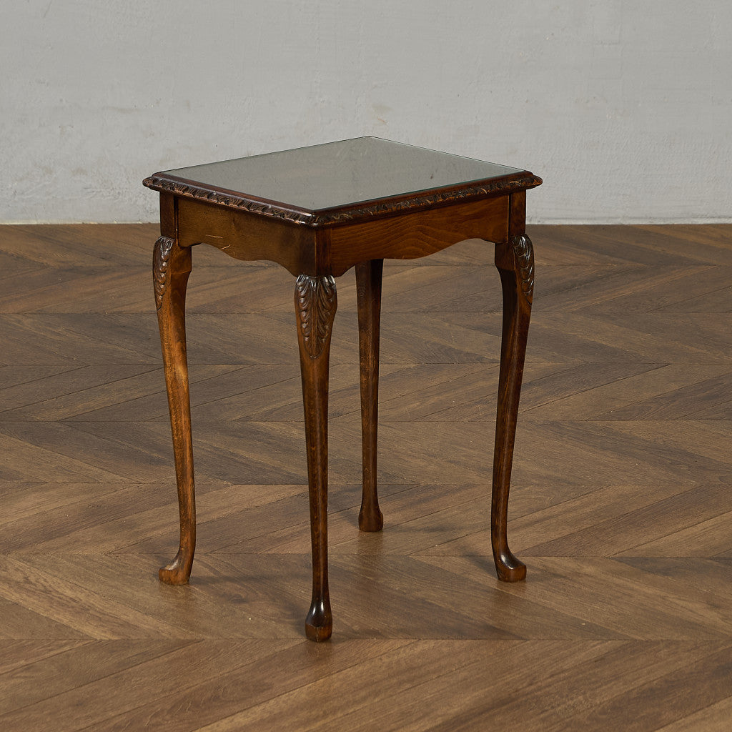 英国 クラシック ガラストップ ネストテーブル