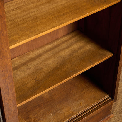 英国 ヴィンテージ ナロー ガラス ブックケース 食器棚