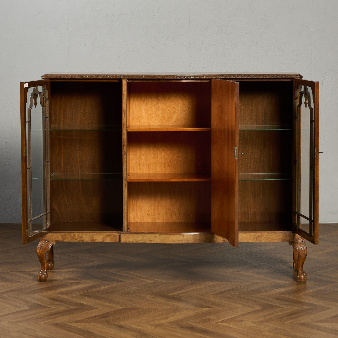 英国 クラシック ウォールナット ブックケース 食器棚