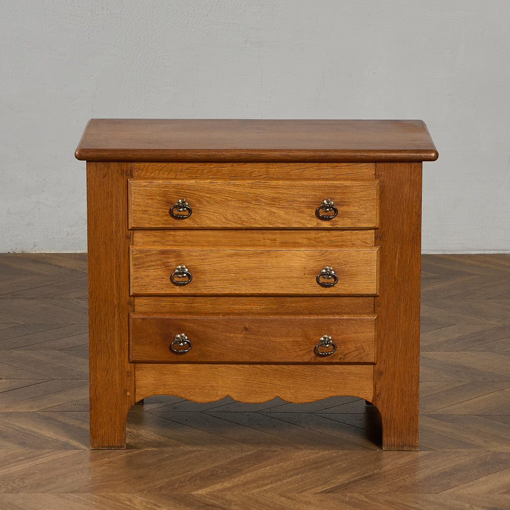 英国 クラシック オーク材 3段 チェスト