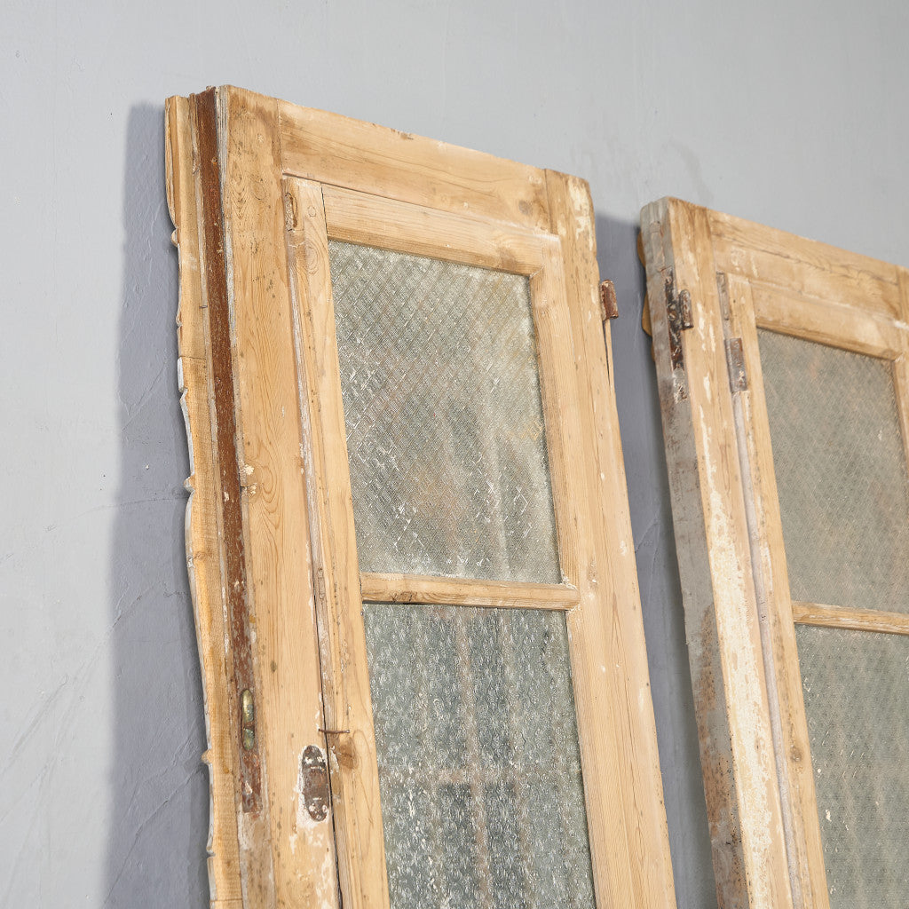 英国 アンティーク 両開き 鉄格子 ウッド ドア 2点セット