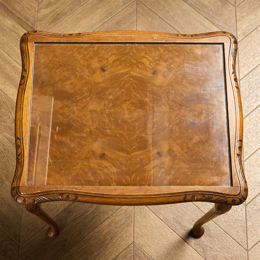 英国 クラシック ガラストップ ネストテーブル #95562