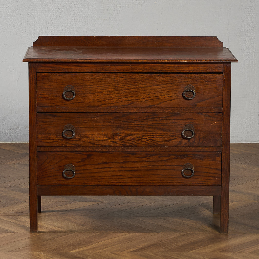 英国 クラシック オーク材 3段チェスト