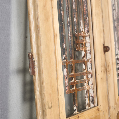 英国 アンティーク 両開き 鉄格子 ウッド ドア 2点セット