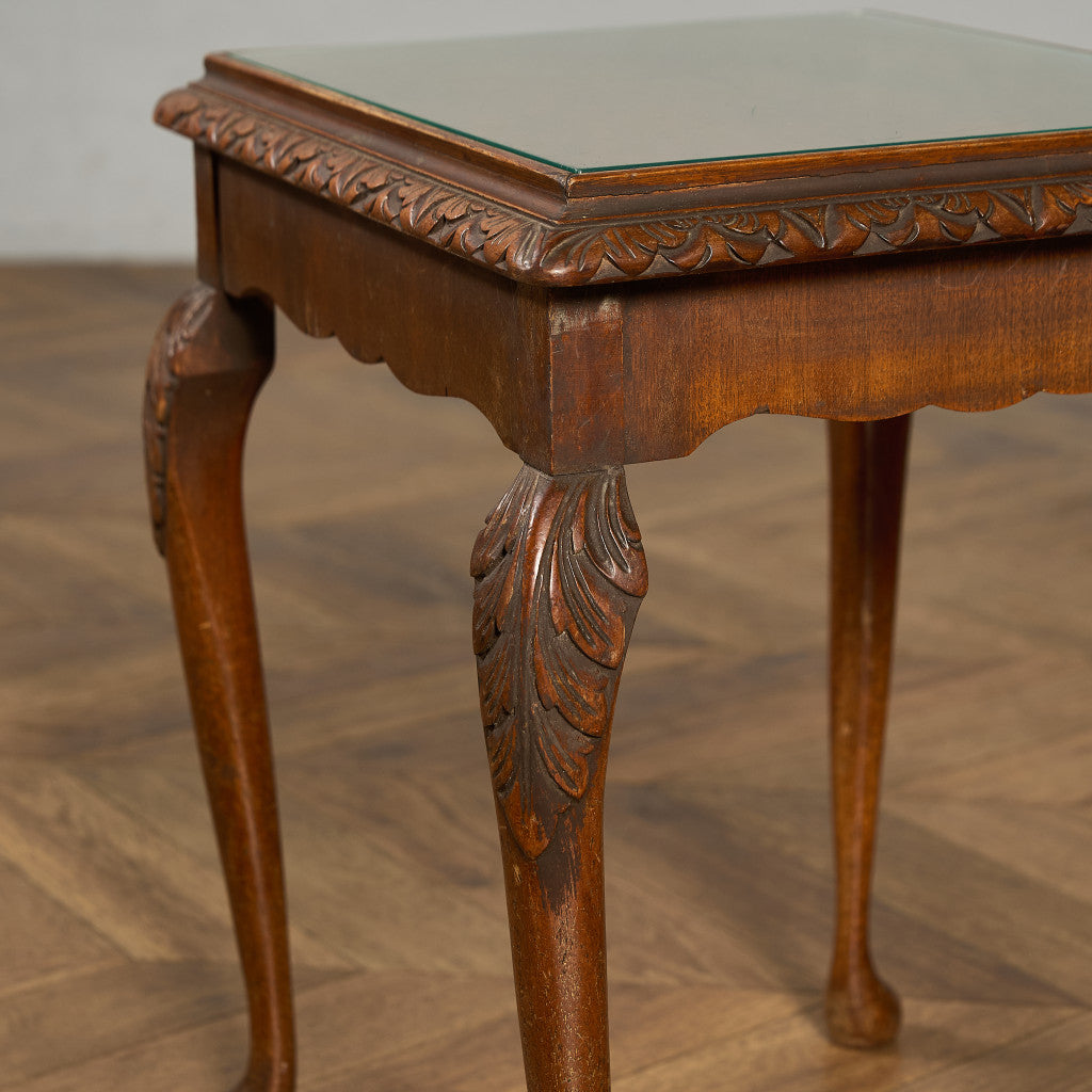 英国 クラシック ガラストップ ネストテーブル