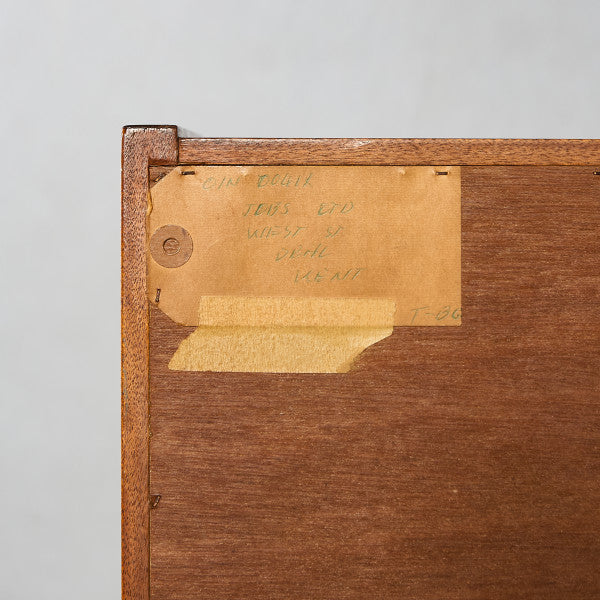 英国 ヴィンテージ ナロー ガラス ブックケース 食器棚