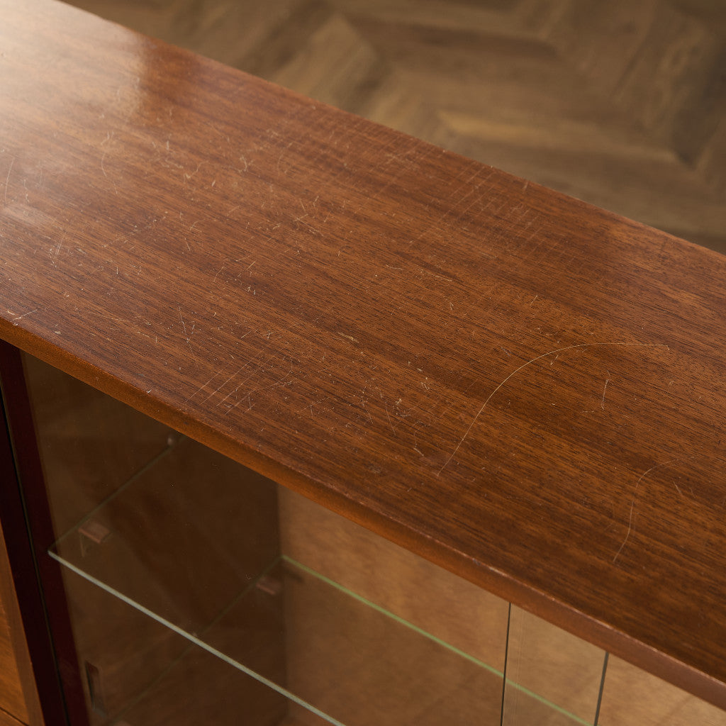 ヴィンテージ ガラスブックケース カスタム アイアン ヘアピンレッグ