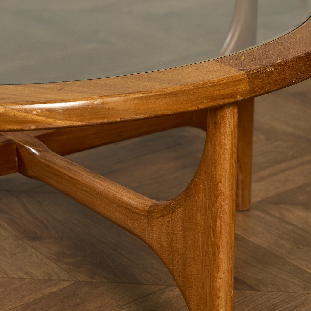 ガラストップ ラウンドコーヒーテーブル