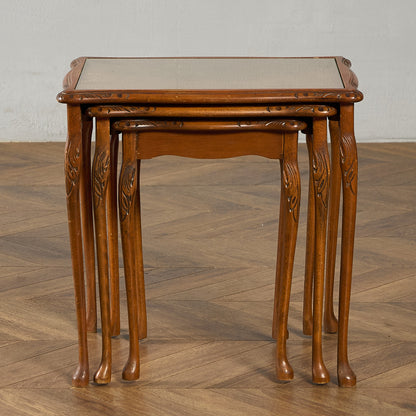 英国 クラシック ガラストップ ネストテーブル #95562