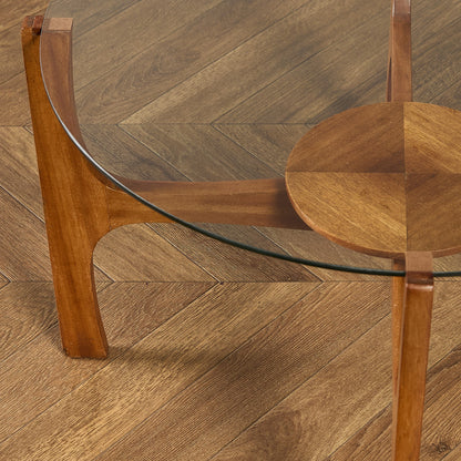 英国 ヴィンテージ ガラストップ コーヒーテーブル