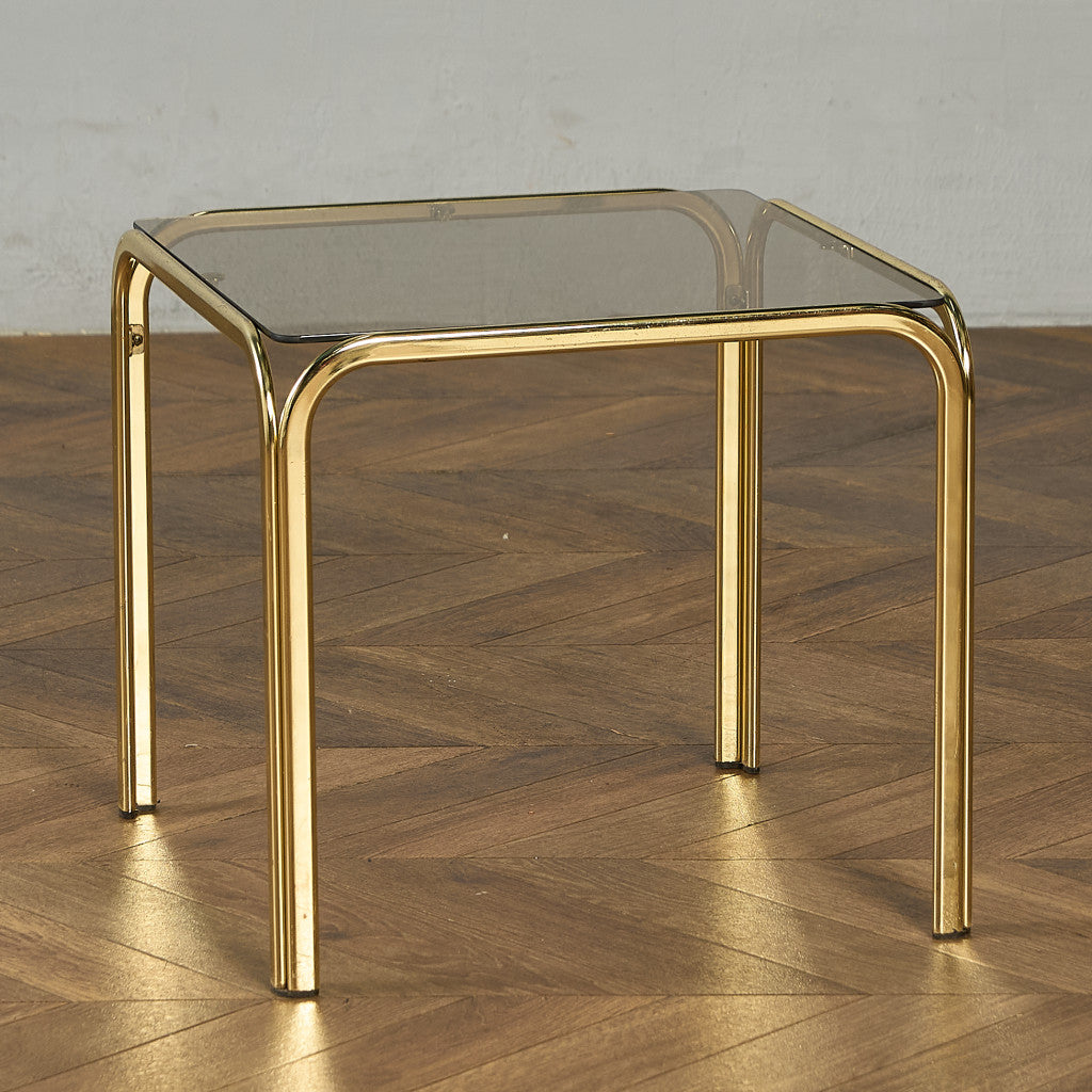 イギリス ヴィンテージ スモーク ガラストップ ネストテーブル #97788