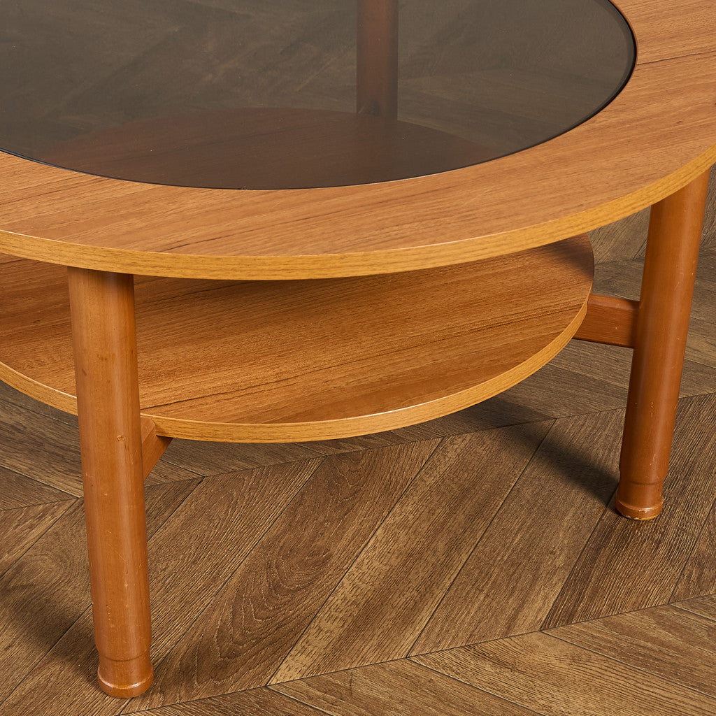 ヴィンテージ スモーク ガラストップ コーヒーテーブル センターテーブル