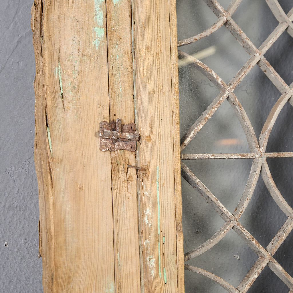 英国 アンティーク 両開き 鉄格子 ウッド ドア 2点セット