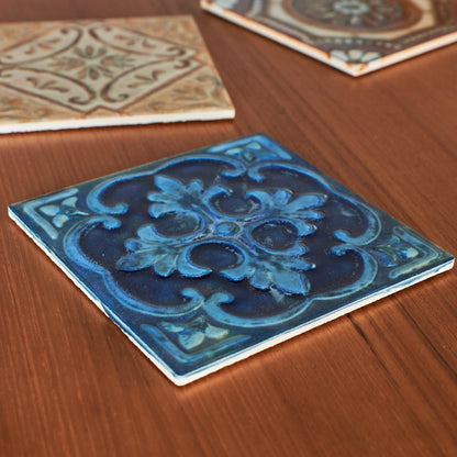 TILE POT STAND / BLUE